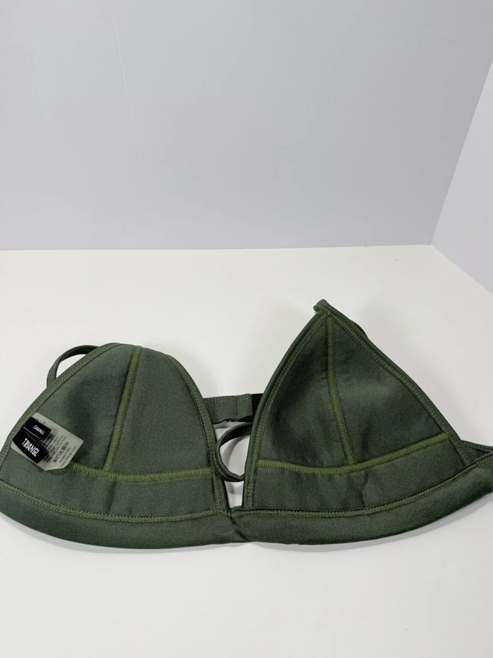 triangl swimwear Olive Green Crochet Triangle Bikini Top